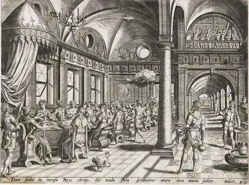 Dum sedet in mensa Rex ebrius, hic mala fata Scribuntur... - Belshazzar's Feast Bible Bibel