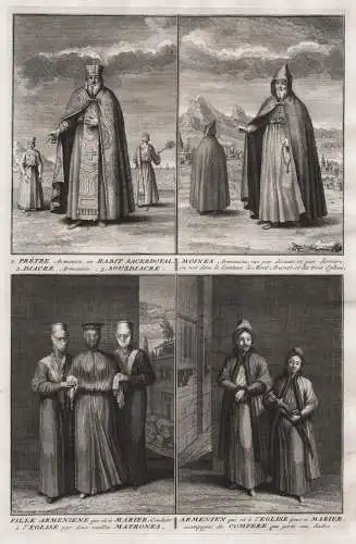 1. Pretre Armenien en Habit Sacerdotal. 2. Diacre Armenien 3. Sousdiacre. / Moines Armeniens... - Armenia Arme