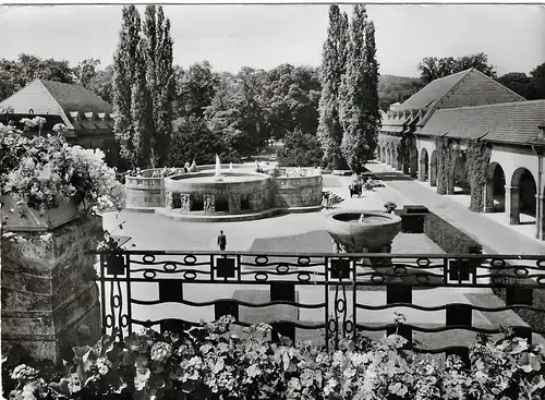 [Echtfotokarte schwarz/weiß] Bad Nauheim - Sprudelhof. 