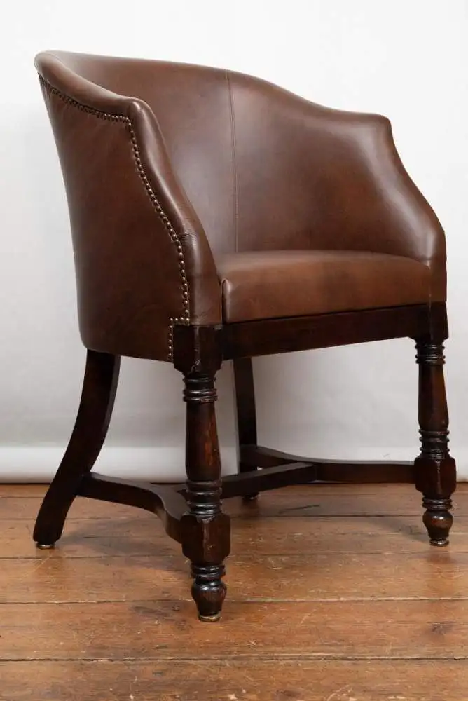 2 Antike cognacfarbene Leder Halbschalensessel - Gründerzeit ca. 1880 11