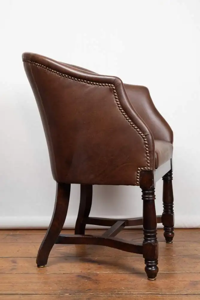 2 Antike cognacfarbene Leder Halbschalensessel - Gründerzeit ca. 1880 3