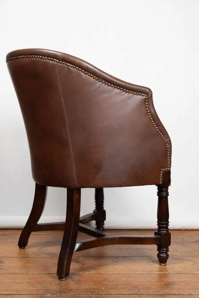 2 Antike cognacfarbene Leder Halbschalensessel - Gründerzeit ca. 1880 4