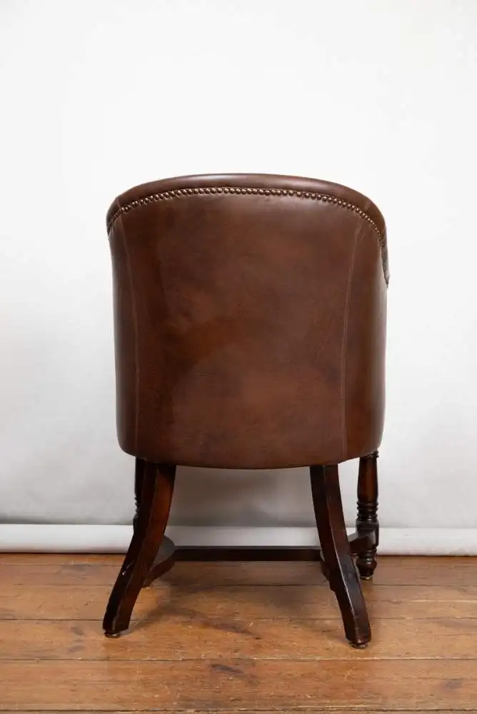 2 Antike cognacfarbene Leder Halbschalensessel - Gründerzeit ca. 1880 5