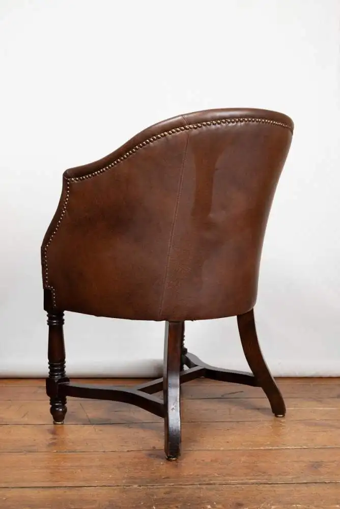 2 Antike cognacfarbene Leder Halbschalensessel - Gründerzeit ca. 1880 7