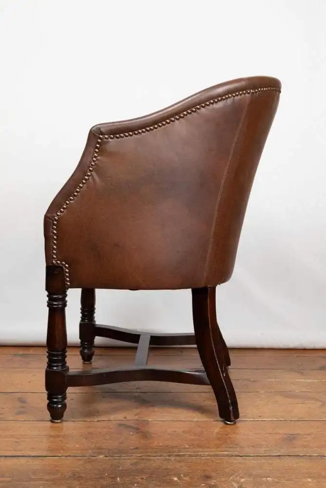 2 Antike cognacfarbene Leder Halbschalensessel - Gründerzeit ca. 1880 8