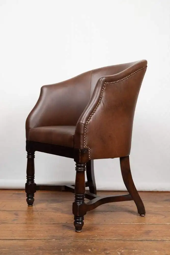 2 Antike cognacfarbene Leder Halbschalensessel - Gründerzeit ca. 1880 9