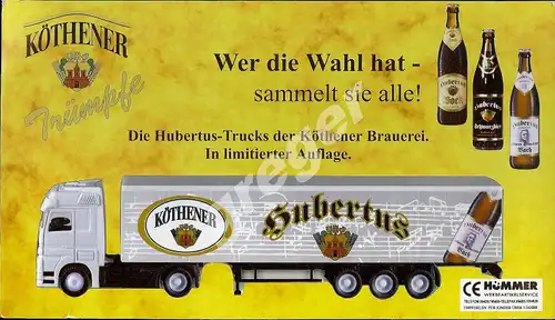 Bier- Werbetruck - LKW Biertruck Köthener Hubertus Bock Nr.3 