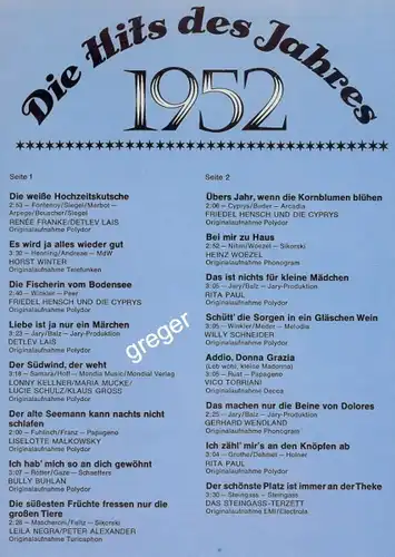 LP Die Hits des Jahres 1952   Nr.3