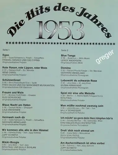 LP Die Hits des Jahres 1953   Nr.4