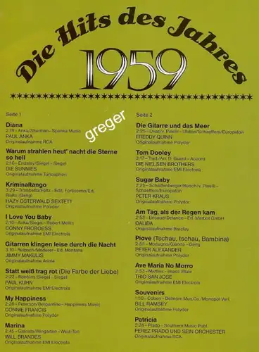 LP Die Hits des Jahres   1959  Nr.10