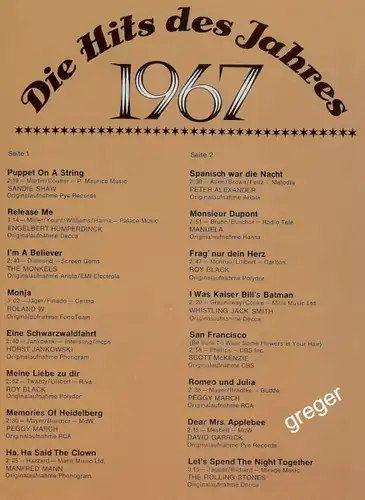 LP Die Hits des Jahres  1967  Nr.18