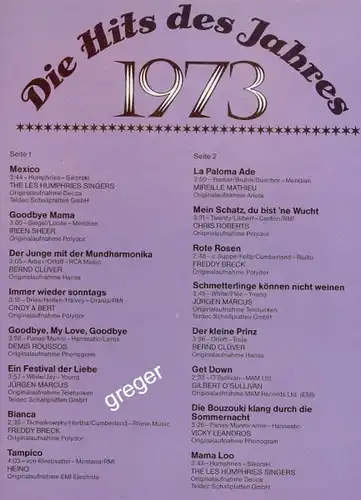 LP Die Hits des Jahres  1973  Nr.24