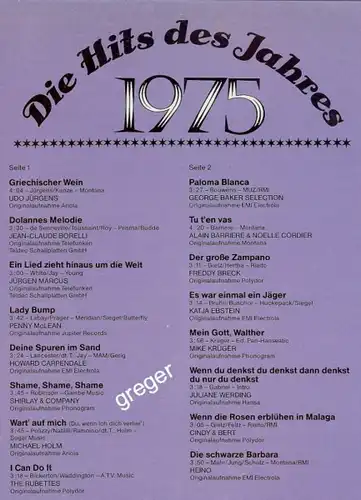 LP Die Hits des Jahres  1975  Nr.26