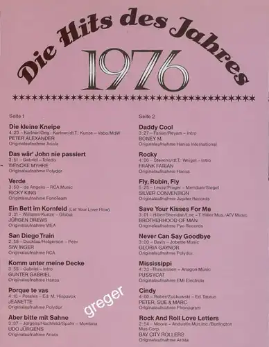 LP Die Hits des Jahres  1976  Nr.27