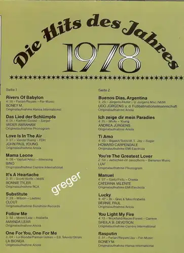 LP Die Hits des Jahres  1978  Nr.29