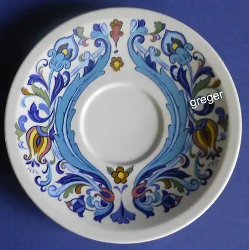 Unterteller für die Suppentasse mit Henkel von Villeroy & Boch  Izmir - altes Dekor 73 - , Stempel Schriftzug in blau