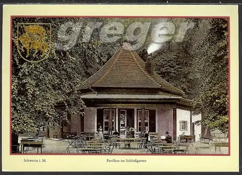 AK DDR Schwerin Pavillon im Schlossgarten, Reproduktion einer historischen Ansichtskarte     25/14  
