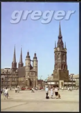 AK DDR Halle Marktplatz mit Marktkirche und Rotem Turm    23/14