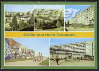 AK DDR Grüße aus Halle Neustadt, Mehrbild    23/7 