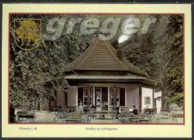 AK DDR Schwerin Pavillon im Schlossgarten, Reproduktion einer historischen Ansichtskarte     25/14  