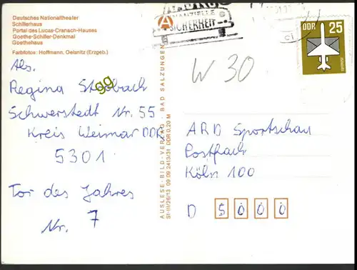 [Ansichtskarte] DDR Gruß aus Weimar, Mehrbild  w 30. 