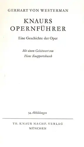 Knaurs Opernführer von Gerhart von Westerman