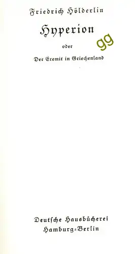 Hyperion oder Der Eremit in Griechenland von Friedrich Hölderlin