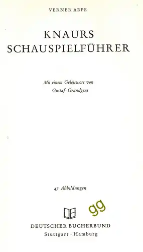 Knaurs Schauspielführer von Verner Arpe 