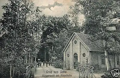  Foto AK, Gruss aus Uchte, Bürgerwald mit Kegelbahn, 1908