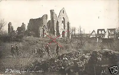  Originalfoto 9x13cm, zerstörtes St. Julien, 1917