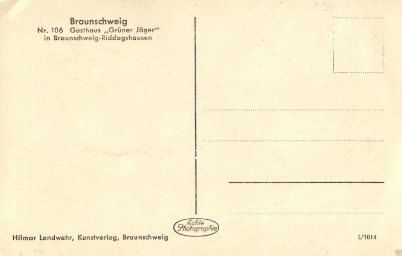 Foto Ak Braunschweig Riddagshausen Gasthaus Gruner Jager Ca