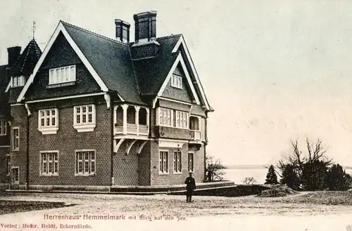  Foto AK, Eckernförde, Herrenhaus Hemmelmark Blick auf den See, 1906