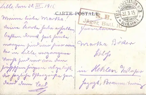  Foto AK, Dixmude, Stempel Jäger-Batl. 10, 1915
