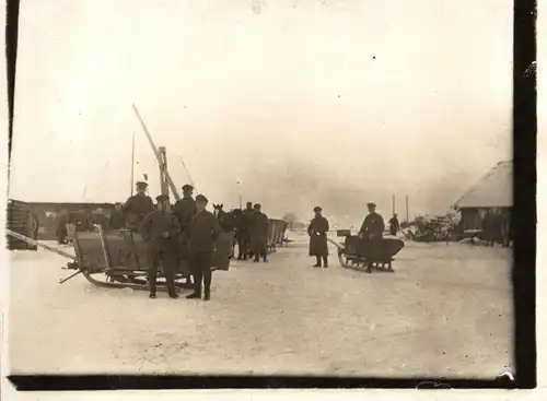  Originalfoto 9x12 Panjeschlitten im russischen Dorf 1917