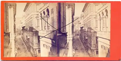  Stereofoto 9x17,5cm, C. Degoix, Genova, Via Balbi, ca. 1870