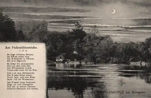  Foto AK, Mondscheinkarte, Holzmühle bei  Eldagsen, 1915