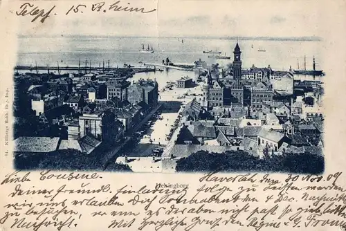  Foto AK, Helsingborg, Stadt+Hafen, 1909