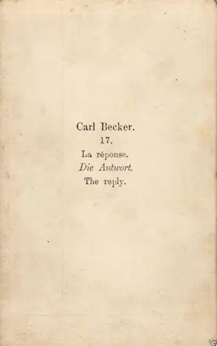  CDV 6x10cm, handkoloriert Carl Becker, Die Antwort, ca. 1870