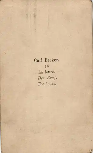  CDV 6x10cm, handkoloriert Carl Becker, Der Brief, ca. 1870