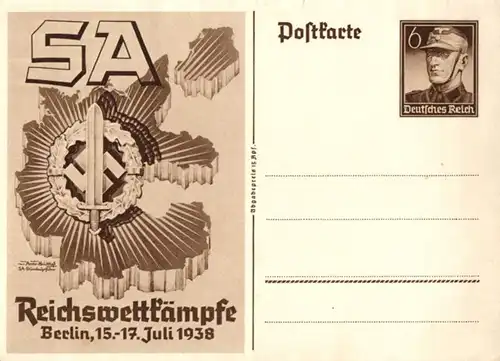 7854/ Ganzsache, SA Reichswettkämpfe, Berlin 15-17 Juli 1938
