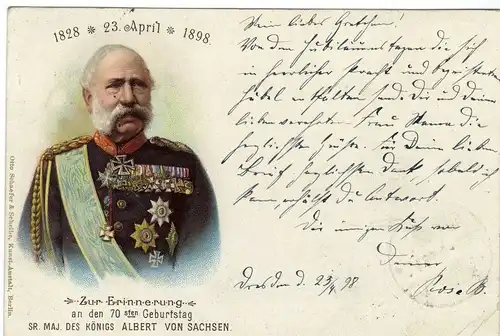  Foto AK, 70er Geburtstag König Albert v. Sachen, 23.4.1898