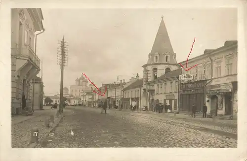  Originalfoto 9x13cm, Markt in Pskow, Pleskau, Geschäfte, 1918