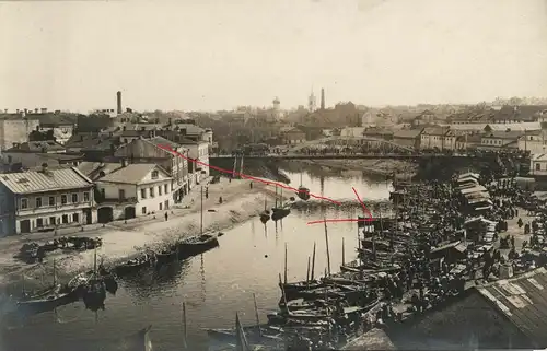  Originalfoto 9x13cm, Pskow, Pleskau, Fischmarkt 1918