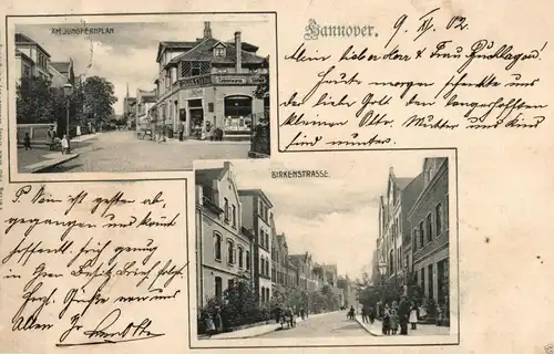  Foto AK, Hannover, Am Jungfernplan, Birkenstrasse, 1902