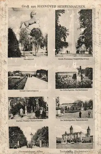  Foto AK, Gruss aus Hannover-Herrenhausen, 8-Ansichten, 1918