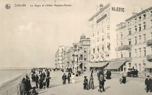  Foto AK, Ostende, Hotel Majestic, Stempel Matrosen Masch. Gew. Komp.,1915