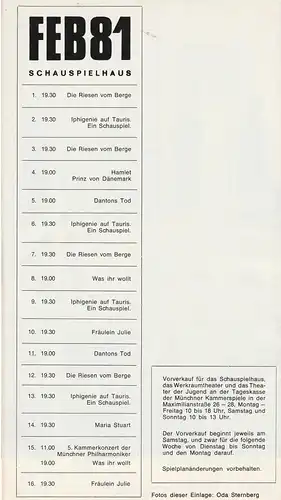 Kammerspiele -Spielplan Julii /August 1882 - Schausspielhaus