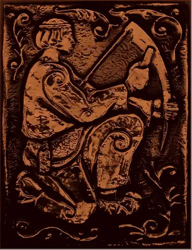 Kupferfolien-Bild mit Struktur - Motiv : Mann beim Schärfen einer Sense -

Größe : ca. 18,5 x 27 cm