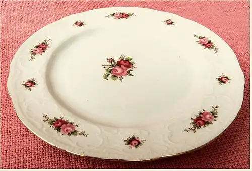 5 x Seltmann-Weiden Marie-Luise Kuchenteller / Dessertteller - Rosen rot - ca. 19,4 cm Durchmesser

