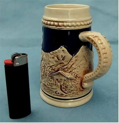 kleiner Andenken-Bierkrug Flensburger Pilsener - Keramik - ca. 0,25 Liter Volumen